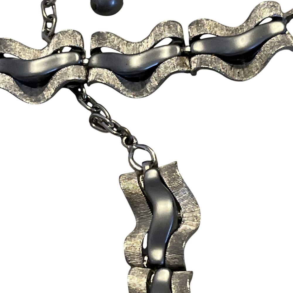 Mid Century Modern Silver Grey 4pc Set – Modernist  Jewelry Suite Vintage - Picture 3 of 4